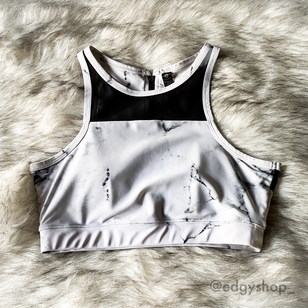 Reflex | Mesh & Zipper Marble Sports Bra - Picture 1 of 3